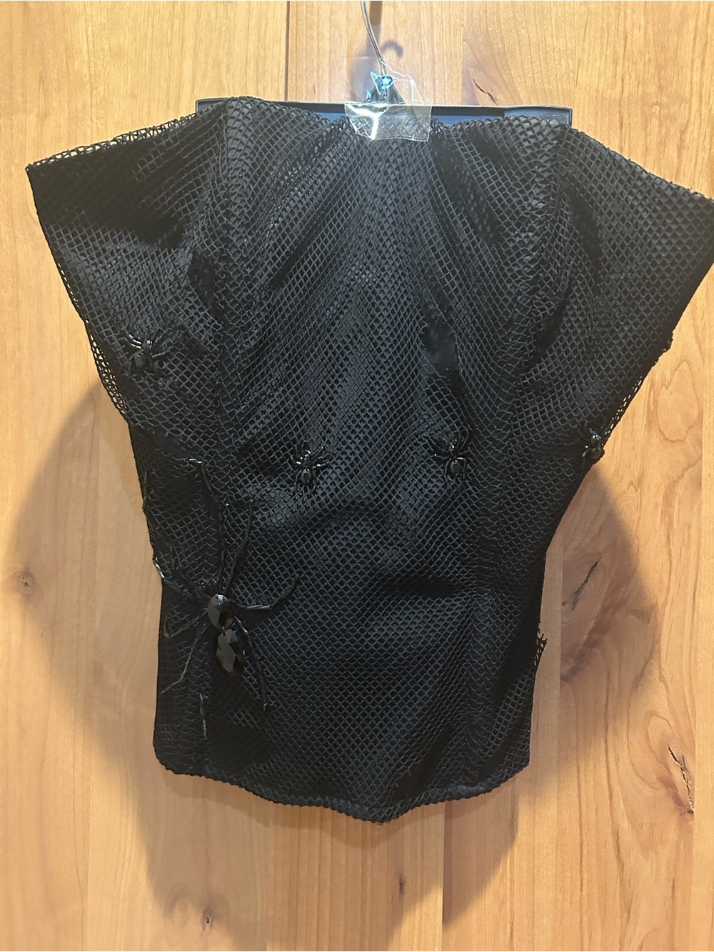 bebe Black Fishnet Corset w/Beaded Spiders